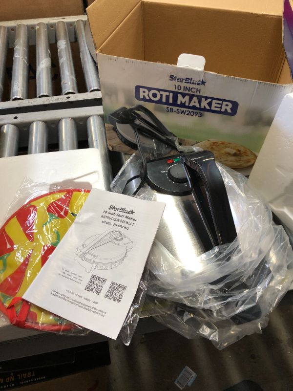 Photo 1 of 10inch Roti Maker by StarBlue with FREE Roti Warmer - The automatic Stainless Steel Non-Stick Electric machine to make Indian style Chapati, Tortilla, Roti AC 110V 50/60Hz 1200W
