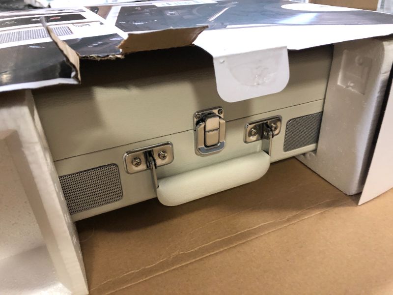 Photo 1 of Crosley CR8005F-WS Cruiser Plus Vintage 3-Speed Bluetooth in/Out Suitcase Vinyl Record Player Turntable, White Sand Bluetooth In/Out White Sand
