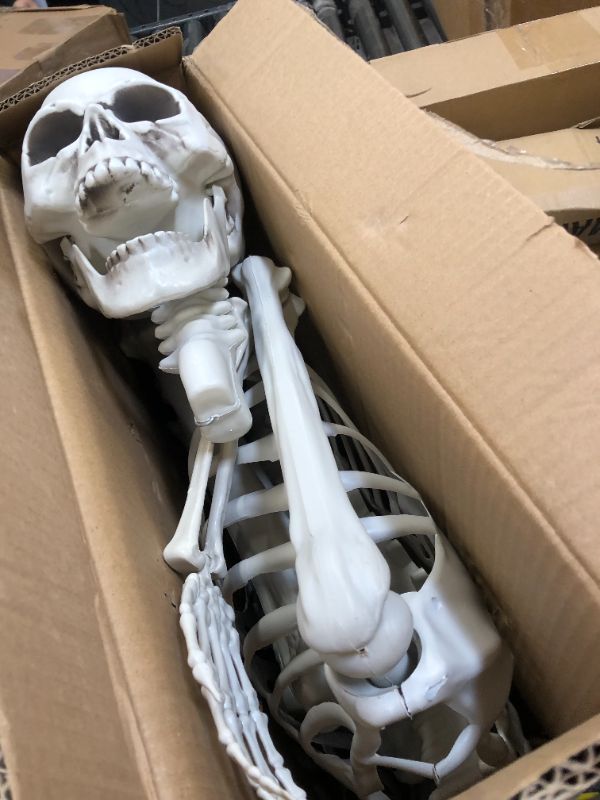 Photo 2 of 5'4" Halloween Skeleton Life Size - Plastic Skeletons with Freely Movable Joints, Posable Realistic Full Body Human Bones, Weatherproof Outdoor Decorations,Hanging Porch Decor (White) 1 PC