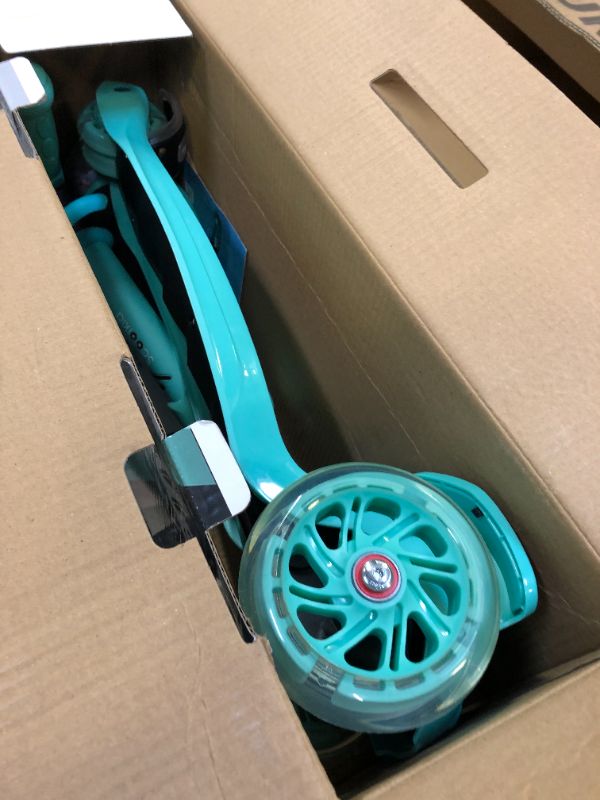 Photo 2 of 3 Wheeled Scooter for Kids - Stand & Cruise Child/Toddlers Toy Folding Kick Scooters w/Adjustable Height, Anti-Slip Deck, Flashing Wheel Lights, for Boys/Girls 2-12 Year Old - Hurtle HURFS56 Teal