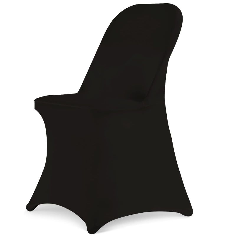 Photo 1 of 2 PC Folding Chair Covers, Universal Fitted Stretch Spandex Chair Cover Protector ( BLACK 2 PCs) 