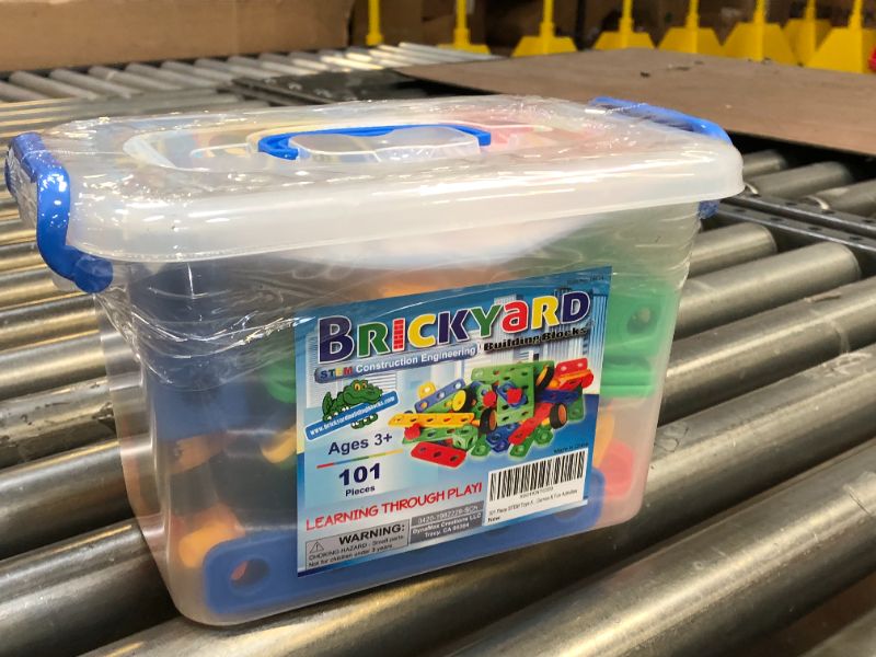 Photo 2 of Brickyard Building Blocks STEM Toys - Educational Building Toys for Kids Ages 4-8 with 101 Pieces, Tools, Design Guide and Toy Storage Box, Gift for Boys & Girls
