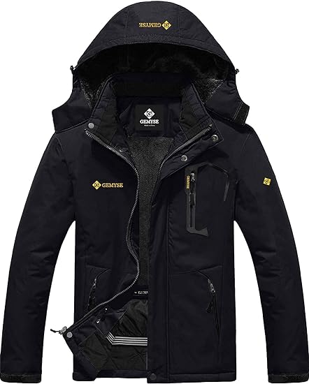 Photo 1 of GEMYSE Men's Mountain Waterproof Ski Snow Jacket Winter Windproof Rain Jacket (Black,Medium)
