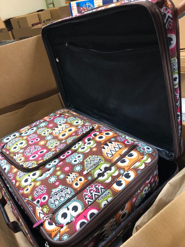 Photo 4 of Rockland Jungle Softside Upright Luggage Set, Owl, 4-Piece (14/29/24/28) 4-Piece Set (14/29/24/28) Owl