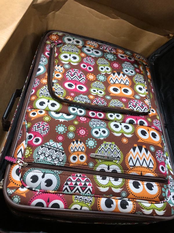 Photo 3 of Rockland Jungle Softside Upright Luggage Set, Owl, 4-Piece (14/29/24/28) 4-Piece Set (14/29/24/28) Owl