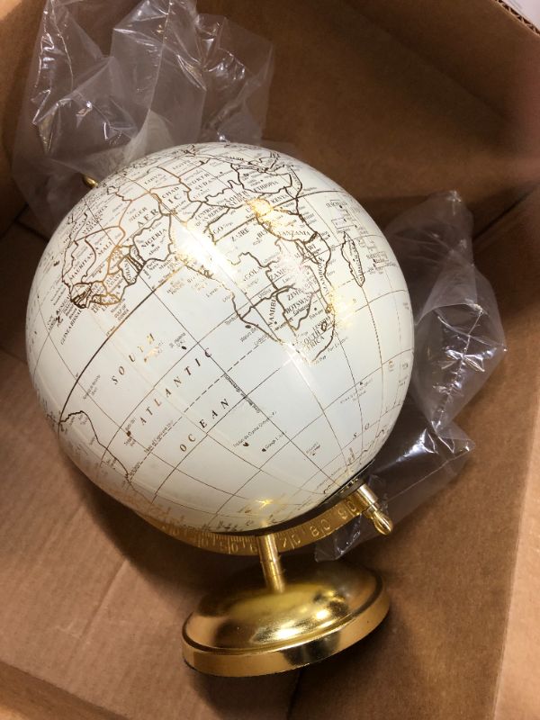 Photo 2 of Abbott Collection World Globe with Stand - 8 Inch Spinning Small Decorative Globe - Home, Bookshelf, and Desk Decor (Ivory)