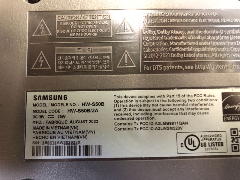 Photo 4 of SAMSUNG HW-S50B/ZA 3.0ch All-in-One Soundbar w/Dolby 5.1, DTS Virtual:X, Q Symphony, Built in Center Speaker, Adaptive Sound Lite, Bluetooth Multi Connection, 2022 Black HW-S50B Soundbar