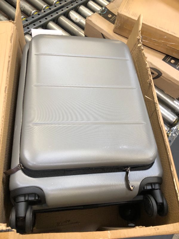 Photo 1 of COOLIFE Luggage Suitcase Piece Set Carry On ABS+PC Spinner Trolley with pocket Compartmnet Weekend Bag (Titanium gray