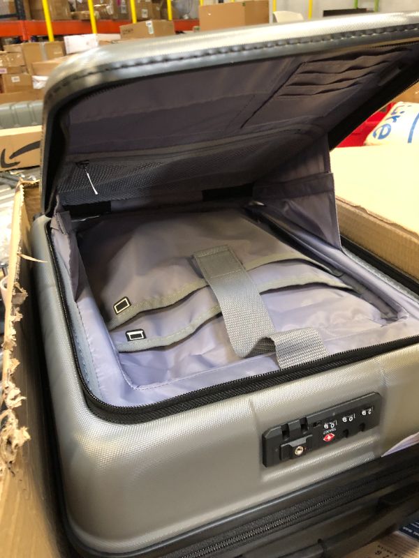 Photo 1 of COOLIFE Luggage Suitcase Piece Set Carry On ABS+PC Spinner Trolley with pocket Compartmnet Weekend Bag (Titanium gray