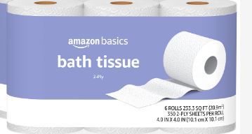 Photo 1 of Amazon Basics 2-Ply Toilet Paper, 6 Rolls