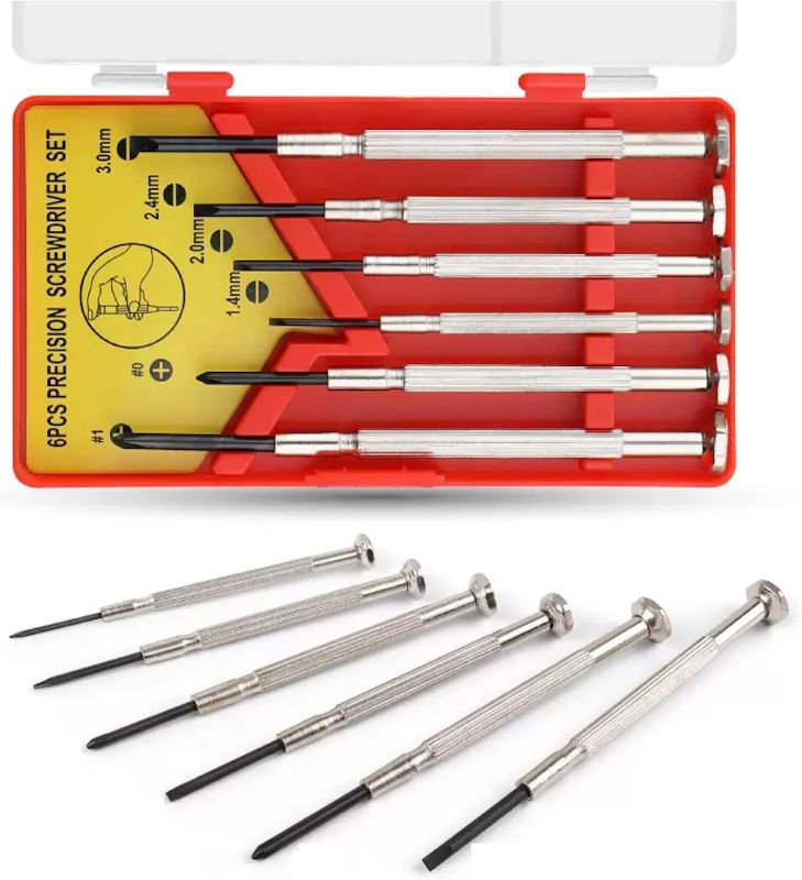 Photo 1 of 6PCS Mini Screwdriver Set, ROYALSAFE Glasses Screwdriver, Mini Eyeglass Screwdriver Repair Kit, S2 Steel Magnetic Tiny Precision Screwdriver Kit for Watch, Eyeglass, Sunglasses
