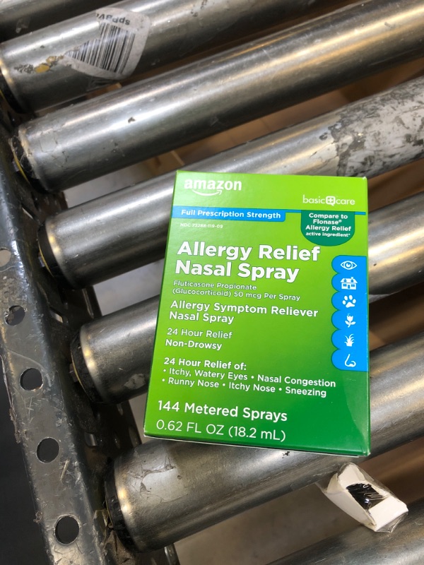 Photo 2 of Amazon Basic Care 24-Hour Allergy Relief Nasal Spray, Fluticasone Propionate (Glucocorticoid), 50 mcg, Full Prescription Strength, Non-Drowsy, 0.62 Fl Oz 0.62 Fl Oz (Pack of 1)