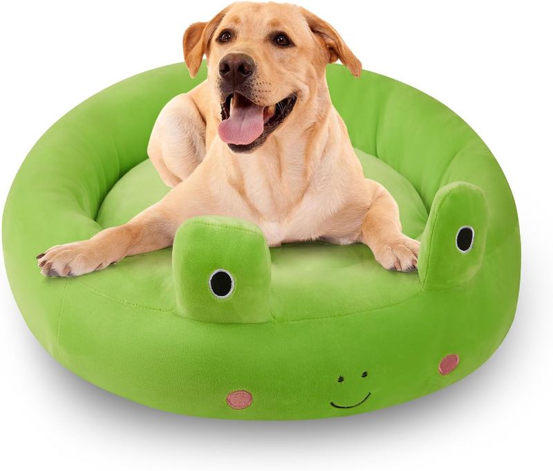 Photo 1 of 24 Inch Medium Pet Bed, Soft Squishy and Cuddly Frog Plush Pet Beds for Smallow Dogs&Cats(Frog)
