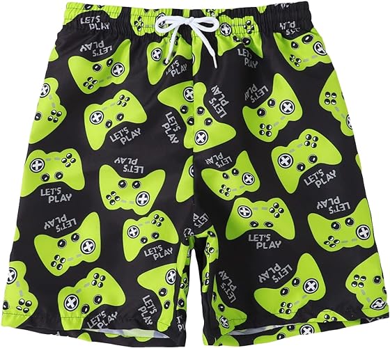 Photo 1 of Cozyease Boys' Random Letter Graphic Print Swim Shorts Boho Drawstring Waist Casual Shorts ( SIZE: 10 YRS ) 
