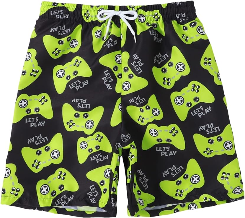 Photo 1 of Cozyease Boys' Random Letter Graphic Print Swim Shorts Boho Drawstring Waist Casual Shorts ( SIZE: 12 YRS ) 
