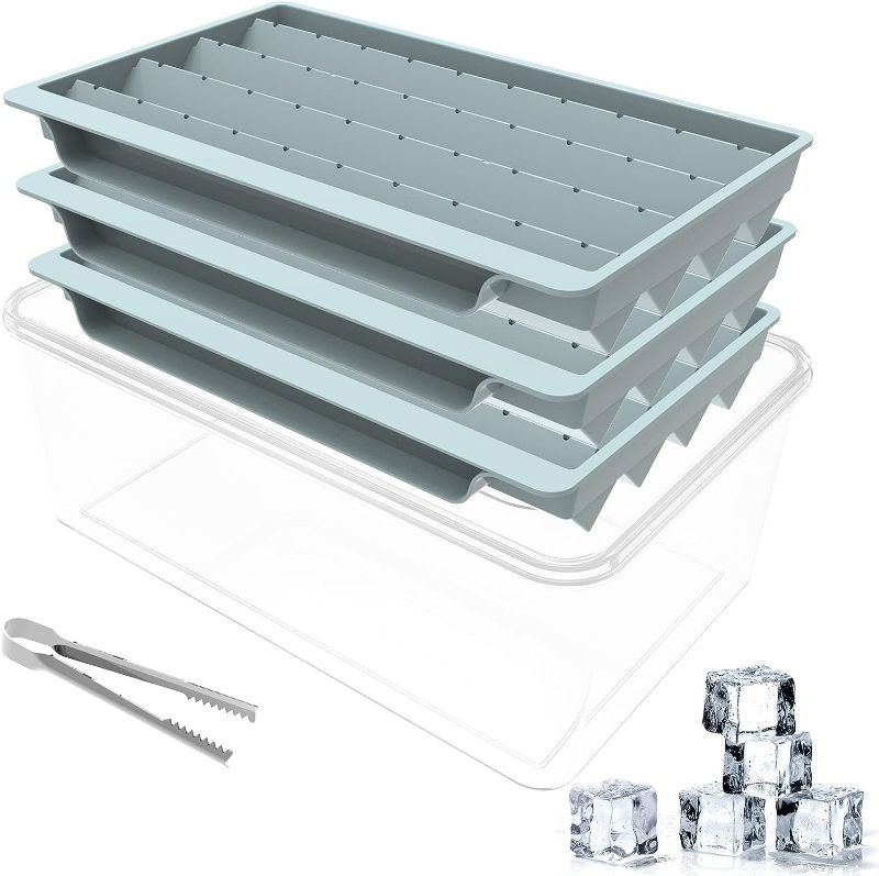 Photo 1 of Miaowoof Square Ice Cube Trays, 1 INCH Easy-Release Square Ice Cube Molds, 120 PCS Ice Trays for Freezer with Lid and Bin, Tiny Ice Cube Tray for Chilling Cocktail Coffee Soda
