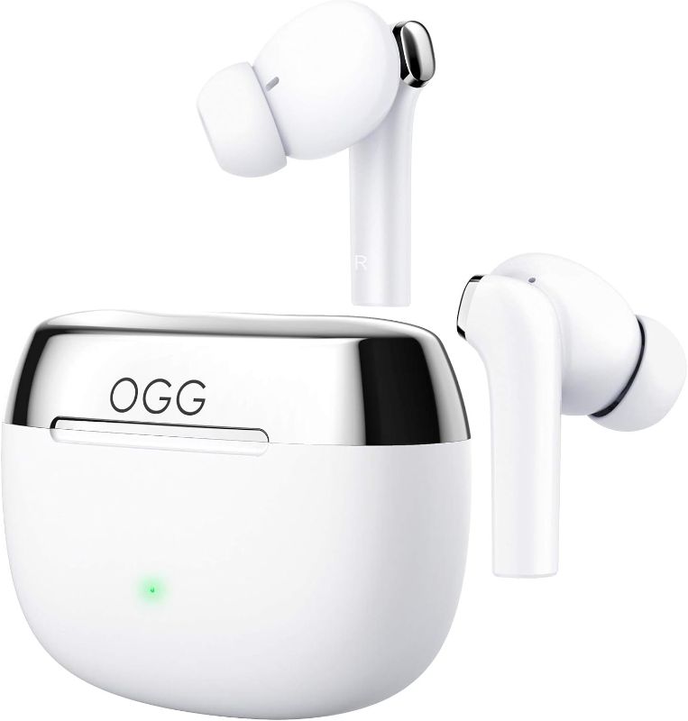 Photo 1 of OGG K6 Wireless Earbuds Bluetooth Earphones, Active Noise Cancelling Headset, Wireless Bluetooth Earbuds with Mart Touch,8 Hours Playback and 55 Extra Hours of Charging Case (White)
