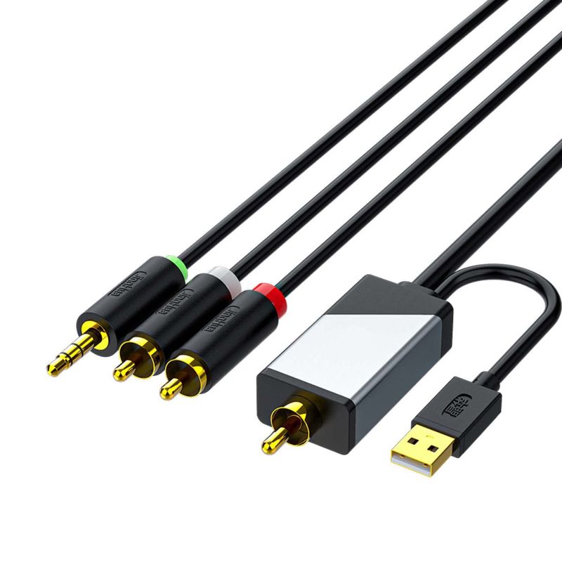 Photo 1 of ( PACK OF 2 ) Edtran Digital Coaxial to Analog 3.5mm Audio Cable Cord Coaxial to 2RCA Adapter with USB, All-in-one D/A Audio Converter for TV PS4 Xbox One Network Box Blu-ray DVD to Sound Box Amplifier Headphone
