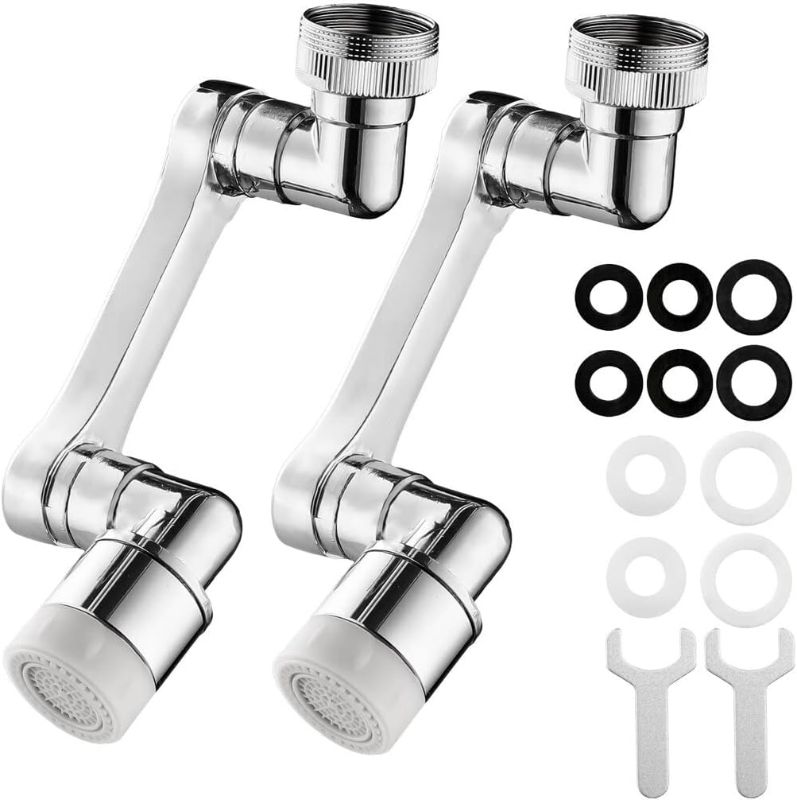 Photo 1 of 2 Packs Faucet Extenders, 1440° Swivel Faucet Extender with 2 Outlet Modes, Large Angle Rotating Splash Filter Faucet Aerator, for Kitchen, Bathroom Sink Internal & External Threaded Faucets
