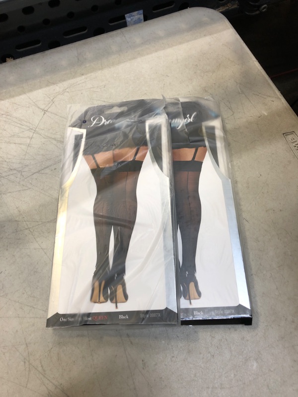 Photo 2 of ( PACK OF 2 ) Dreamgirl Thigh High Stockings With Back Seam 0007X Black,Red,White