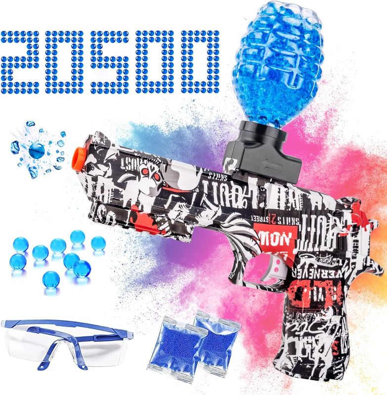 Photo 1 of Alkinoos Gel Ball Blaster with 70+ Ft Range, Automatic Splatter Ball Toy Gun with 20500+ Gel Balls, 300 per Minute
