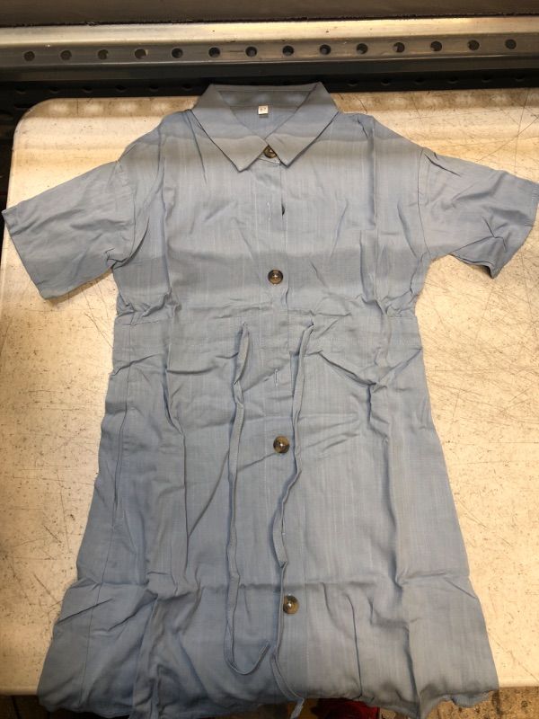 Photo 1 of Girl's Blue Short Sleeve Dress with Pockets -- Size 10/11 Years Old