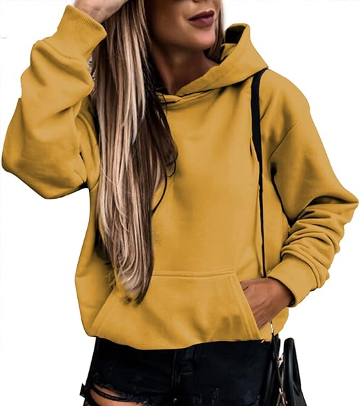 Photo 1 of Asvivid Womens Casual Hoodies Long Sleeve Lightweight Pullover Tops Loose Sweatshirt with Pocket -- Size 2XL
