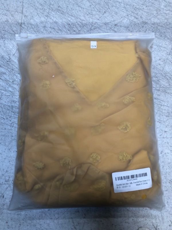 Photo 2 of Girl's Yellow Chiffon Short Sleeve Dress -- size 11/12 Years Old