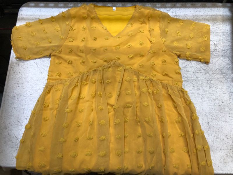 Photo 1 of Girl's Yellow Chiffon Short Sleeve Dress -- size 11/12 Years Old