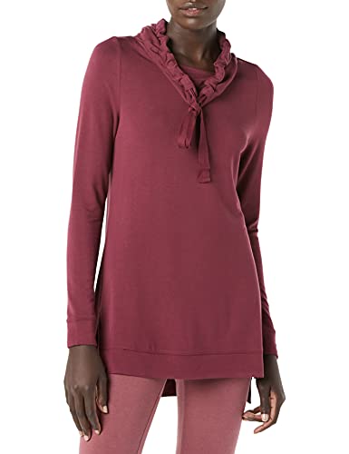 Photo 1 of Amazon Essentials Women's Supersoft Terry Long-Sleeve Funnel Neck Tunic (Previously Daily Ritual), Dark Burgundy, X-Small
