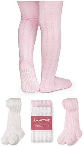 Photo 1 of LA ACTIVE BABY TIGHTS 2 PACK 
WHITE AND PINK (3-6 M)