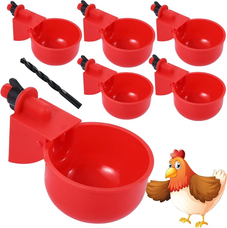 Photo 1 of 16 Pack Chicken Waterer Cups, DIY Chicken Water Feeder, 3/8 inch self-Filling Poultry Drinking Bowl, one Piece, for Ducks, Turkeys, Geese, Birds (16)
