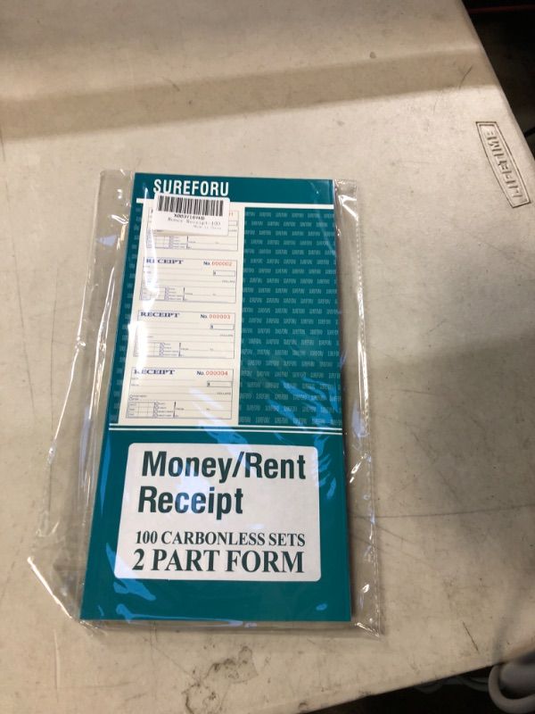 Photo 1 of Receipt Book with Carbon Copies, Rent Receipt Book for Small Business, 2-Part Carbonless, 100 Sets per Book, 4 Receipts per Page