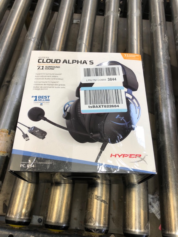 Photo 2 of HyperX Cloud Alpha S - PC Gaming Headset, 7.1 Surround Sound, Adjustable Bass, Dual Chamber Drivers, Chat Mixer, Breathable Leatherette, Memory Foam, and Noise Cancelling Microphone - Blue