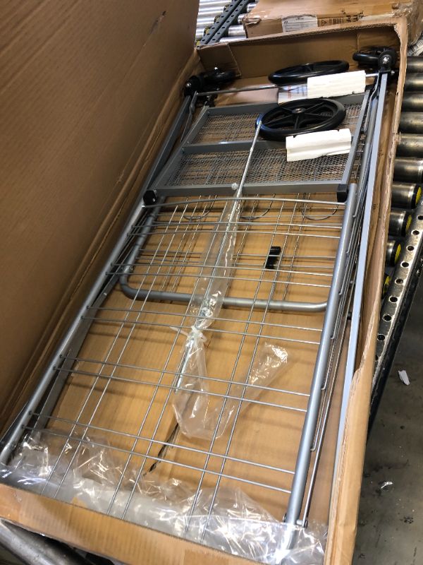 Photo 2 of Shopping Cart, Jumbo Double Basket Grocery Cart 330 lbs Capacity Folding Shopping Cart with 360° Rolling Swivel Wheels Super Loading Utility Shopping Cart for Laundry, Shopping, Grocery, Luggage M-jumbo?XL?