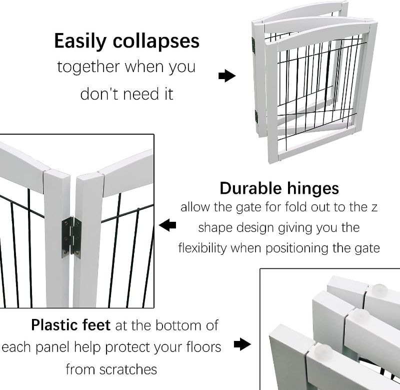 Photo 1 of 


Freestanding Foldable Dog Gate for House Extra Wide Wooden White Indoor Puppy Gate Stairs Dog Gates Doorways Tall Pet Gate 

