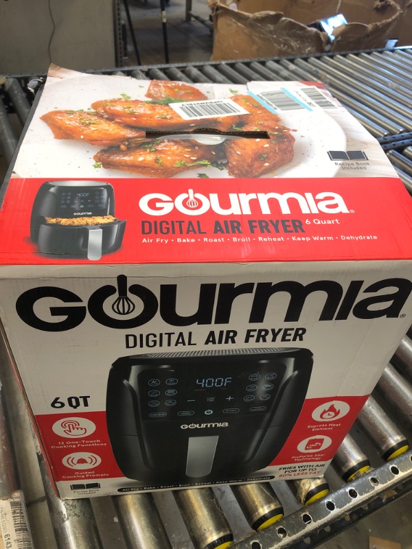 Photo 2 of Gourmia Air Fryer Oven Digital Display 6 Quart Large AirFryer Cooker 12 1-Touch Cooking Presets, XL Air Fryer Basket 1500w Power Multifunction Black and Stainless Steel Accents FRY FORCE GAF686 6 Qt.