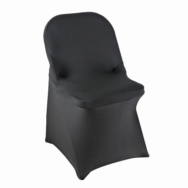 Photo 1 of  Black Spandex Folding Chair Cover - 1 PC Weddding Event Party Decoration Stretch Elastic Chair Cover Good Good Regular Spandex Black Folding, home chair