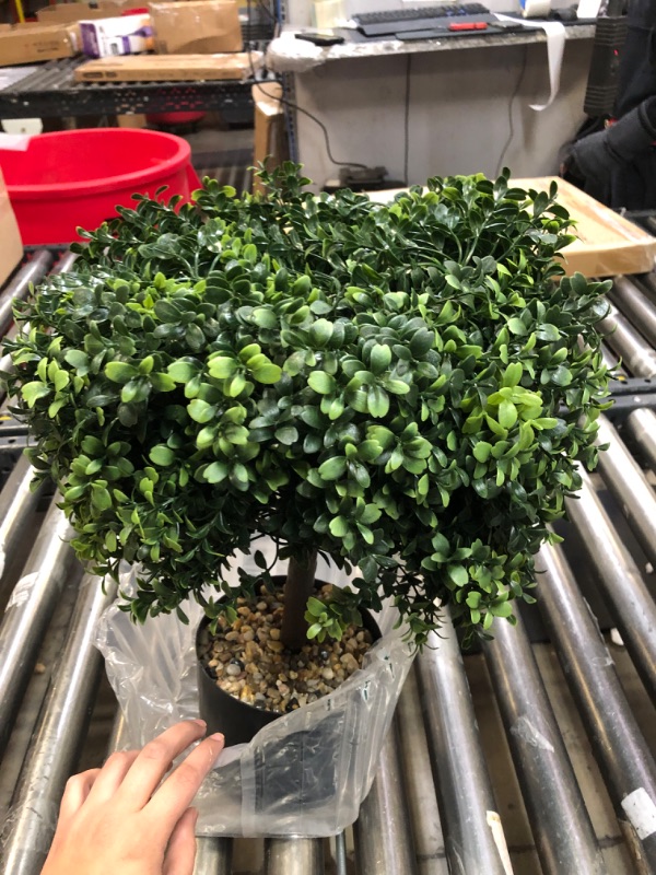 Photo 2 of  17” Tall Artificial Boxwood Topiary Ball Tree, Artificial Bush with UV Resistant and Charming Look, Perfect for Indoor or Outdoor Home Garden