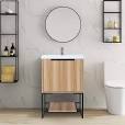 Photo 1 of 24 in. W Modern Style Freestanding Bathroom Vanity with White Resin Basin in Yellow(wooden)
