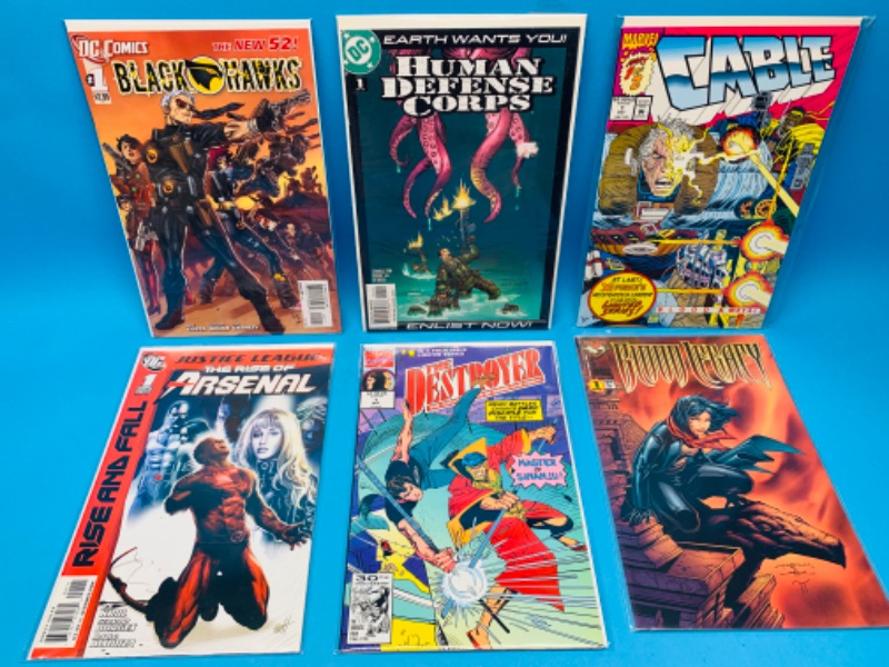 Photo 1 of 625076… 6  comics all #1’s in plastic sleeves 