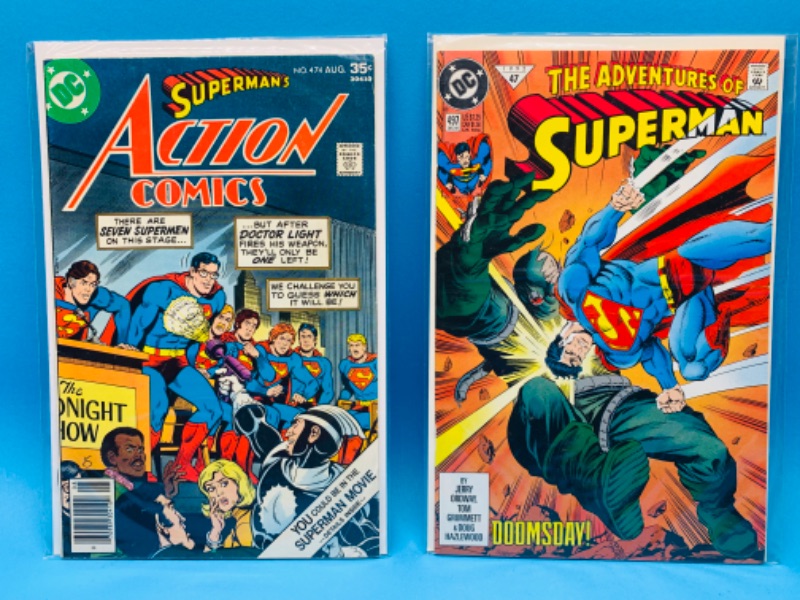 Photo 1 of 625097…2 vintage Superman  comics in plastic sleeves 