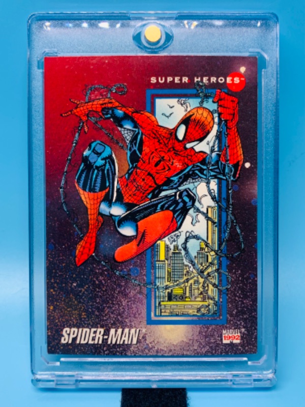 Photo 1 of 625104…1992 marvel Spider-Man card 1 in hard plastic case