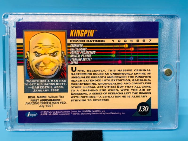 Photo 2 of 625110…1992 marvel Kingpin card 130  in hard plastic case 