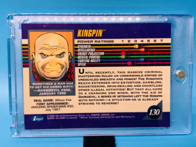 Photo 2 of 625111… 1992 marvel Kingpin card 130  in hard plastic case 