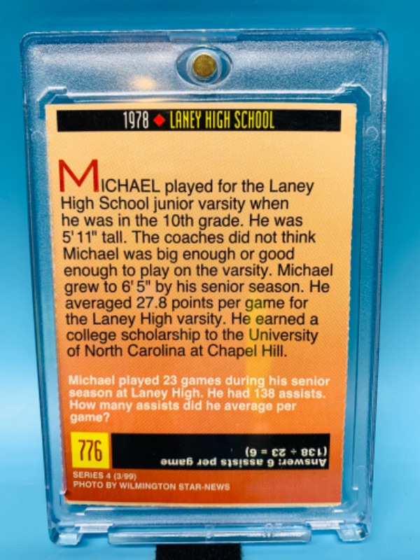 Photo 2 of 625181…Michael Jordan 1978 Laney High School sports illustrated kids card 776 in case