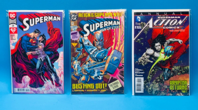 Photo 1 of 625276…3 Superman comics in plastic sleeves 