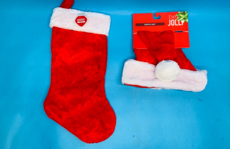 Photo 1 of 625353…plush stocking and Santa hat