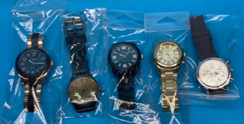 Photo 1 of 625608…5 men’s fashion watches-will need batteries replaced 