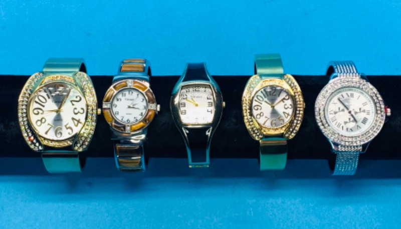 Photo 1 of 625614… 5 ladies fashion cuff watches-will need batteries replaced 